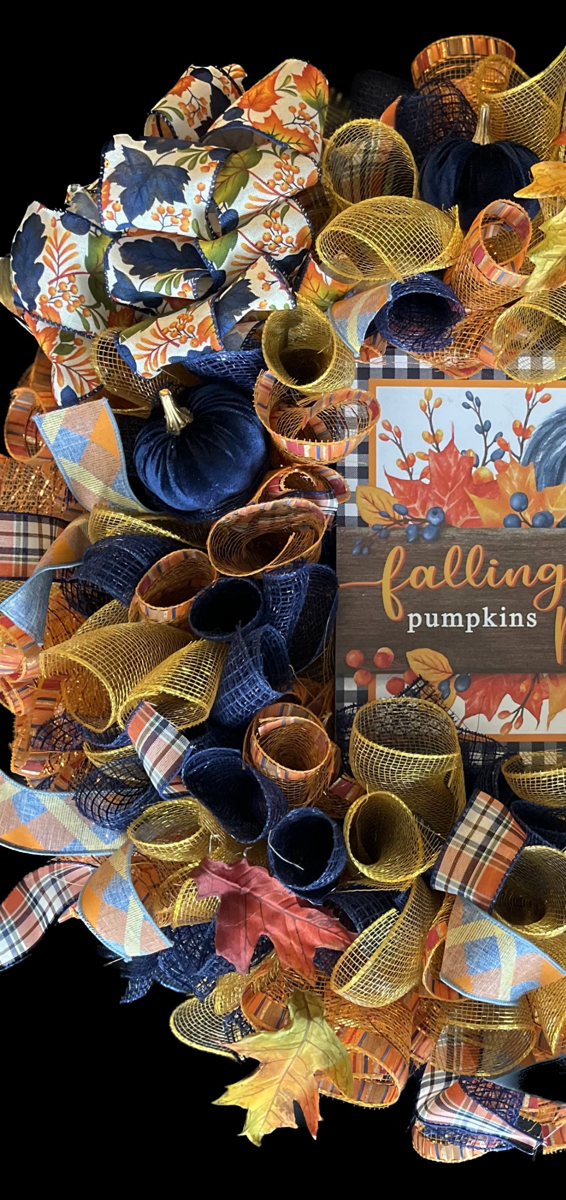 Falling Leaves and Pumpkin Wreath