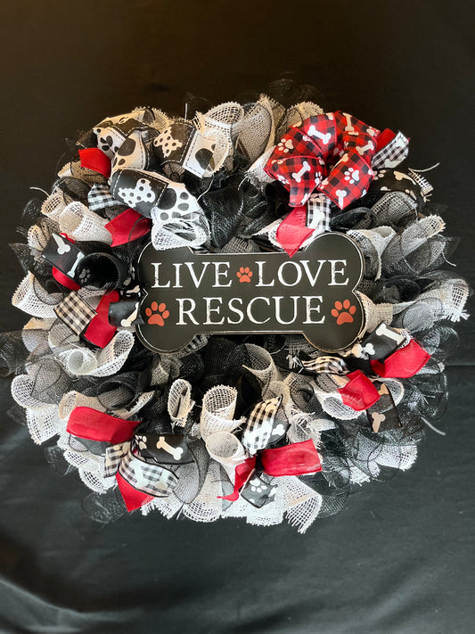 Live, Love, Rescue Wreath