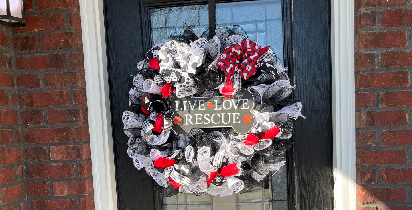 Live, Love, Rescue Wreath