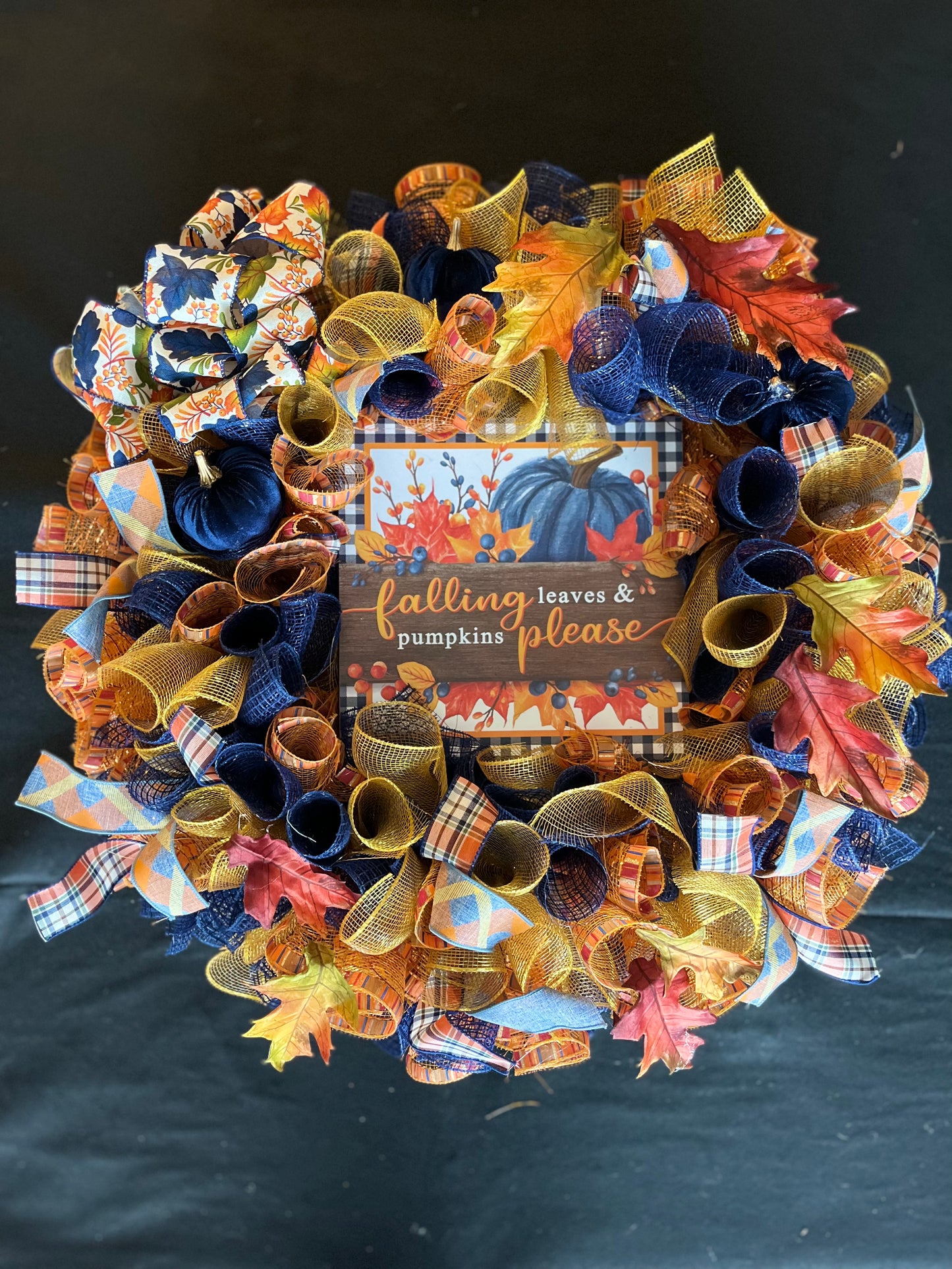 Falling Leaves and Pumpkin Wreath